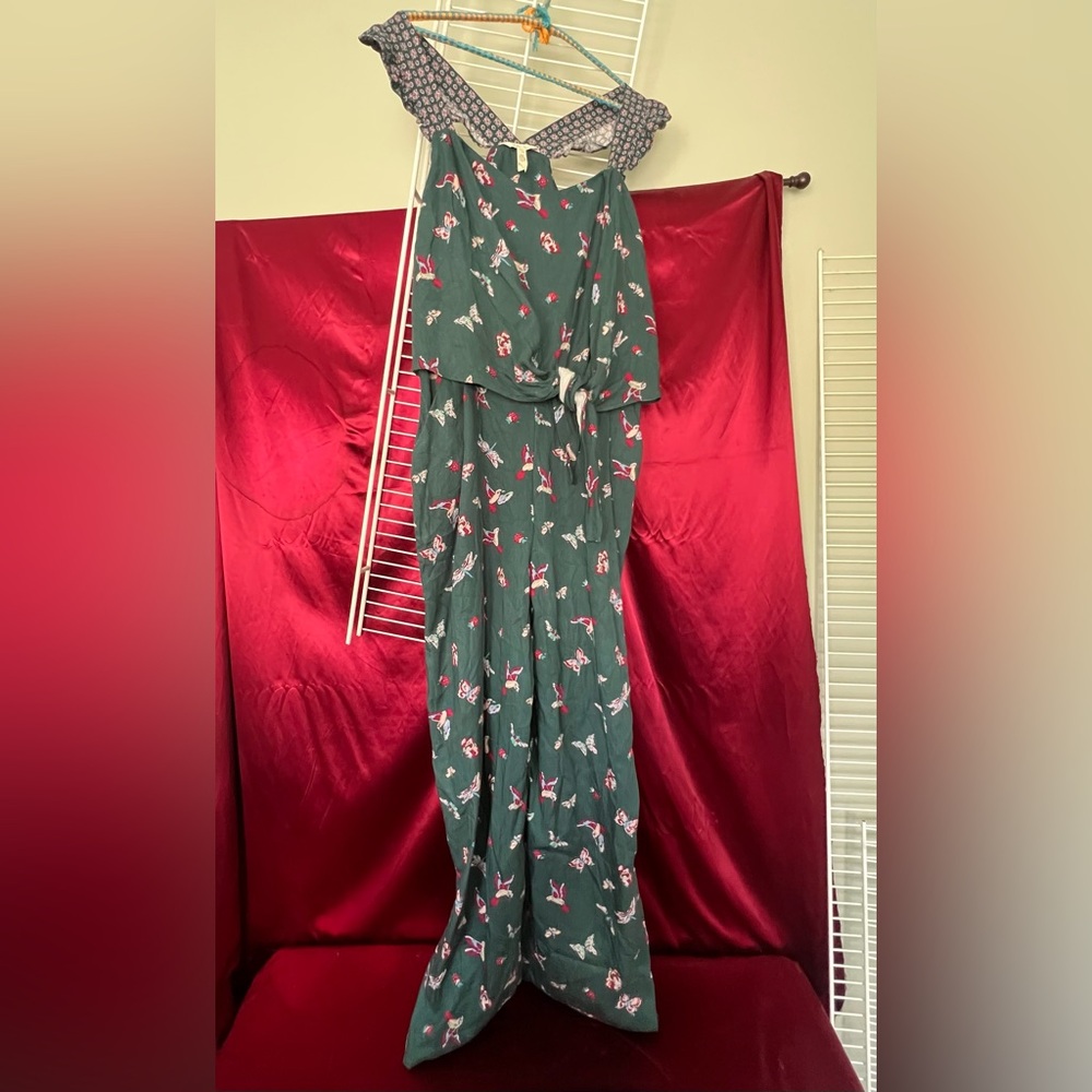Matilda Jane Dark Green Floral Strapless Jumpsuit
